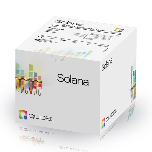 Respiratory Test Kit Solana® Strep Complete Group A B-hemolytic Streptococcus and Pyogenic Group C/G Strep 48 Tests CLIA Non-Waived