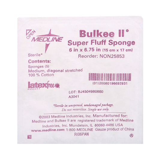Fluff Dressing Bulkee II® 6 X 6-3/4 Inch 6-Ply Sterile 5 per Pack