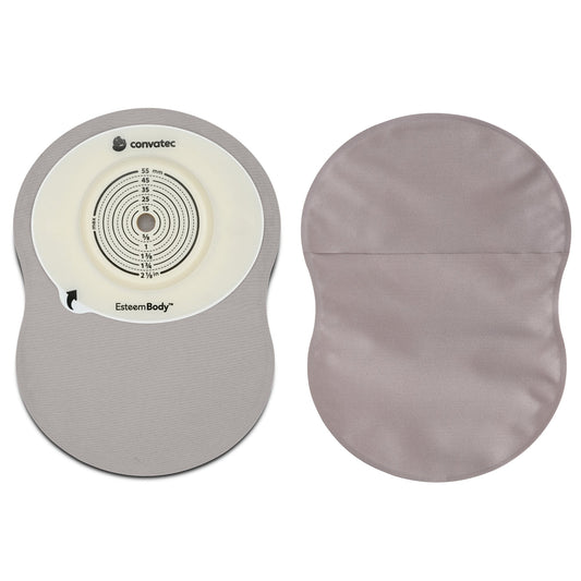 Ostomy Pouch Esteem Body™ One-Piece System 9 Inch Length Convex, Trim To Fit 10 to 35 mm Stoma Closed End