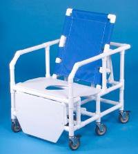 Commode / Shower Chair ipu® Fixed Arms PVC Frame Reclining Backrest 28 Inch Seat Width 650 lbs. Weight Capacity