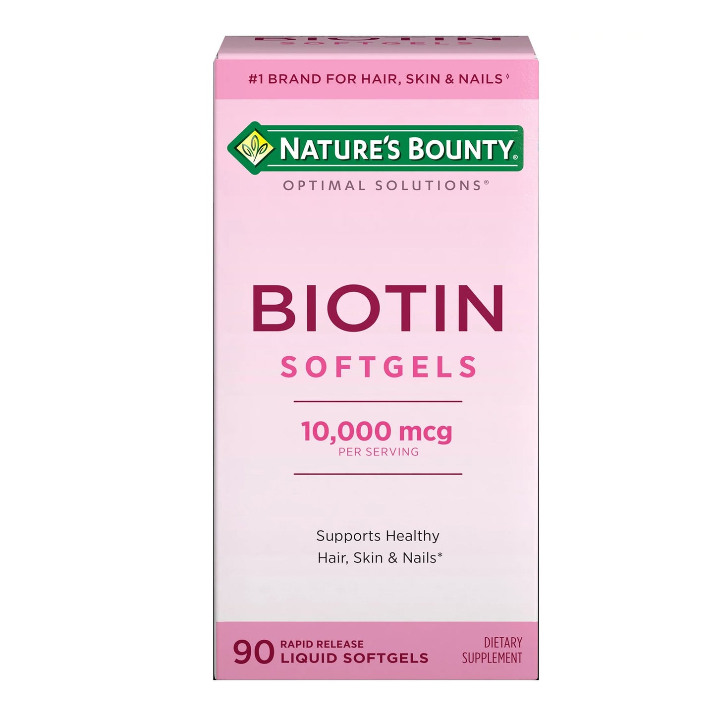 Vitamin Supplement Nature's Bounty® Biotin 10,000 mcg Strength Softgel 90 per Bottle