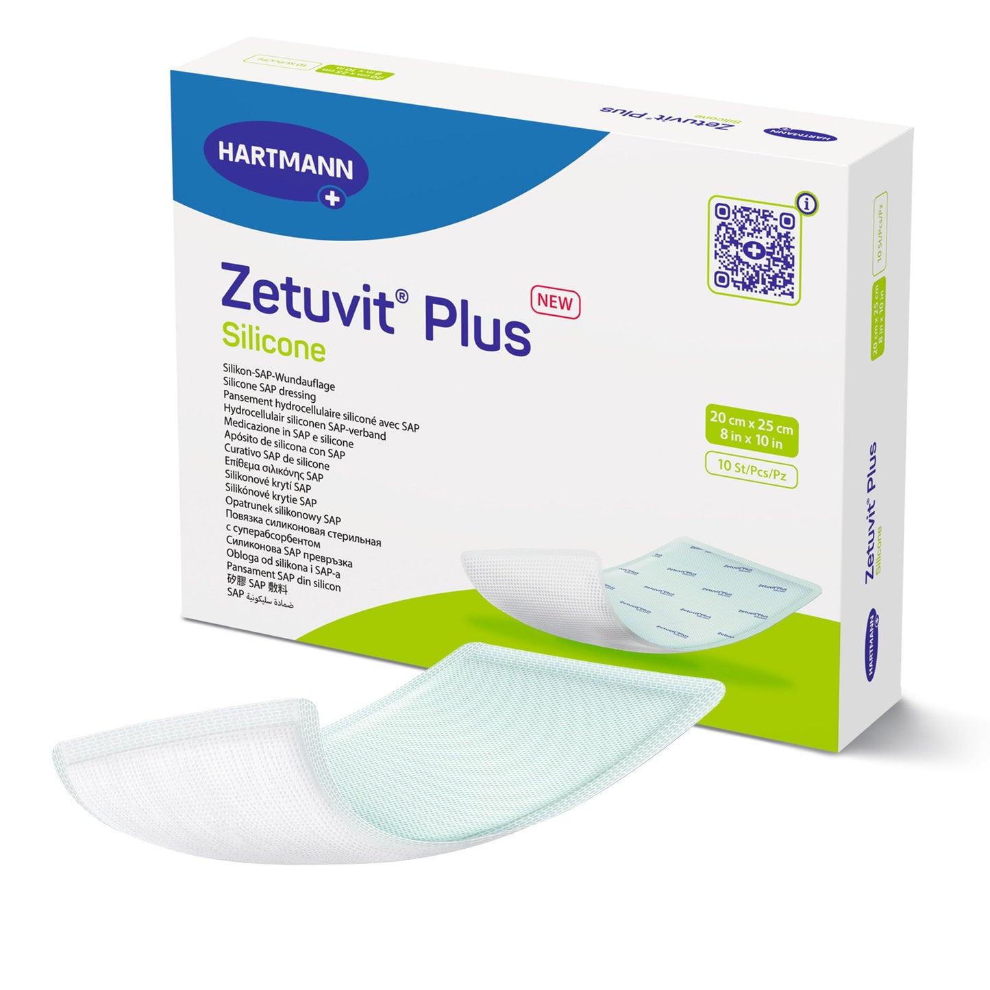 Super Absorbent Dressing Zetuvit® Plus Silicone Silicone Adhesive 8 X 10 Inch Rectangle