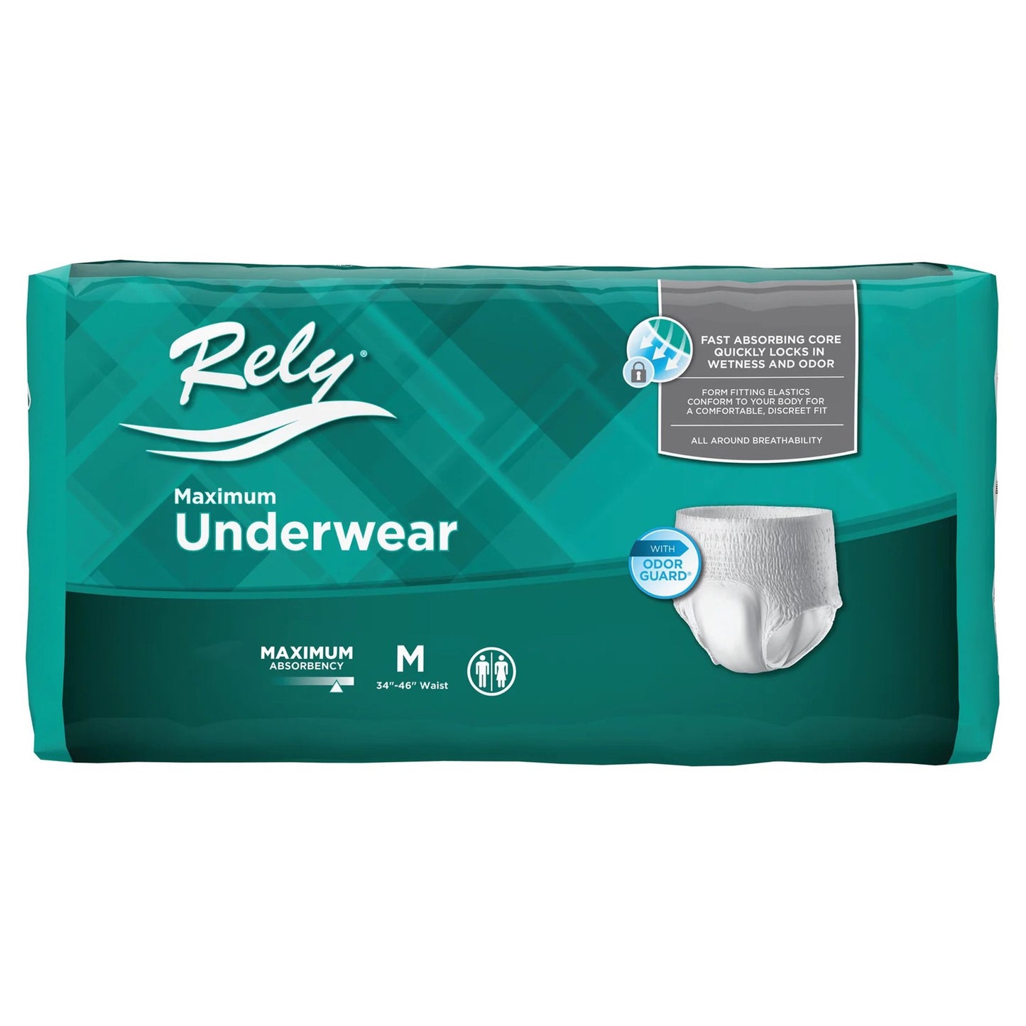 Unisex Adult Absorbent Underwear Rely® Maximum Pull On with Tear Away Seams Medium Disposable Moderate Absorbency