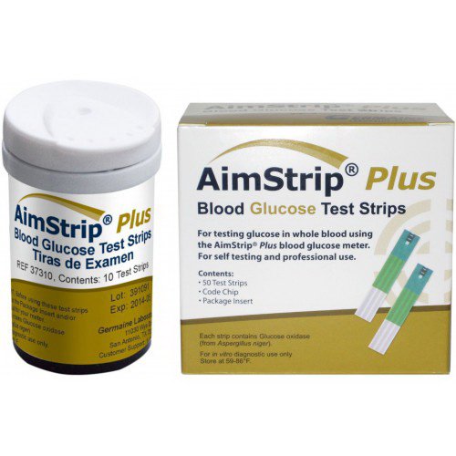 Blood Glucose Test Strips AimStrip® Plus 50 Strips per Pack