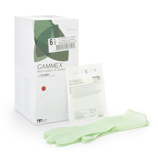 Surgical Glove GAMMEX® Non-Latex PI Green Size 6.5 Sterile Polyisoprene Standard Cuff Length Micro-Textured Light Green Chemo Tested
