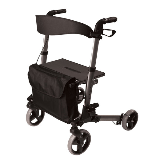 4 Wheel Rollator HealthSmart® Gateway Titanium Gray Adjustable Height / Lightweight / Folding Aluminum Frame