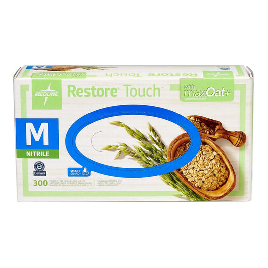 Exam Glove Restore® Touch Medium NonSterile Nitrile Standard Cuff Length Textured Fingertips Green Chemo Tested