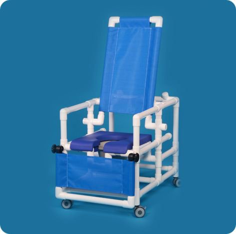 Commode / Shower Chair ipu® Fixed Arms PVC Frame Reclining Backrest 24 Inch Seat Width 300 lbs. Weight Capacity