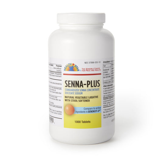 Stool Softener / Laxative Geri-Care Senna Plus Tablet 1,000 per Bottle 50 mg - 8.6 mg Strength Docusate Sodium / Sennosides