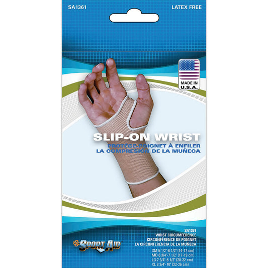 Wrist Support Sleeve Cotton Elastic Left or Right Hand Beige Large