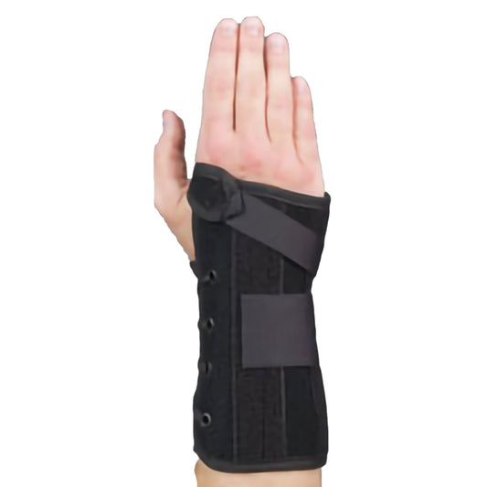 Wrist Brace Wrist Lacer™ Aluminum / Felt / Suede Right Hand Black Medium