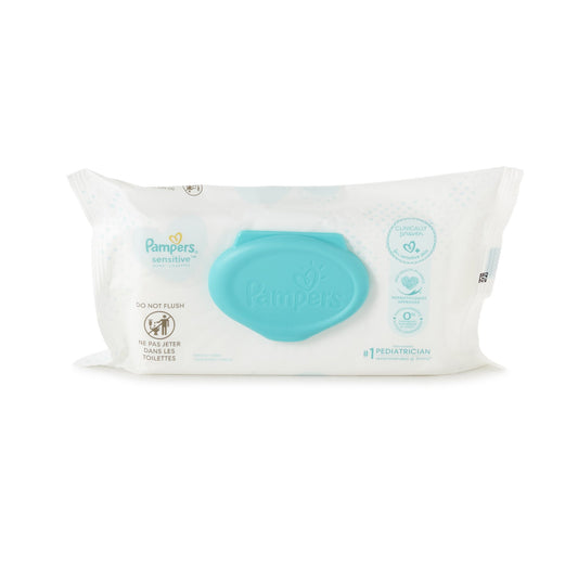 Baby Wipe Pampers® Sensitive Soft Pack Unscented 56 Count