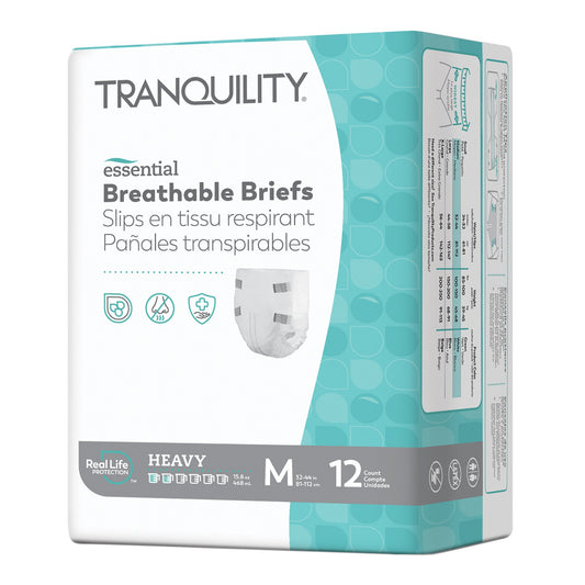 Unisex Adult Incontinence Brief Tranquility® Essential Medium Disposable Heavy Absorbency