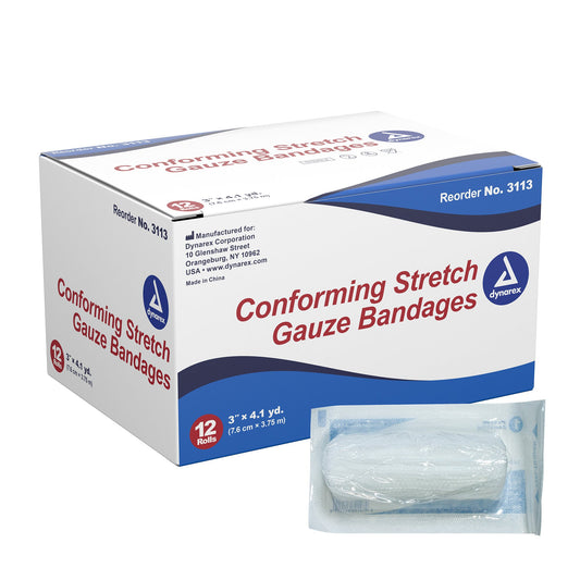 Conforming Bandage Dynarex® 3 Inch X 4-1/10 Yard 1-Ply Sterile 1 per Pouch