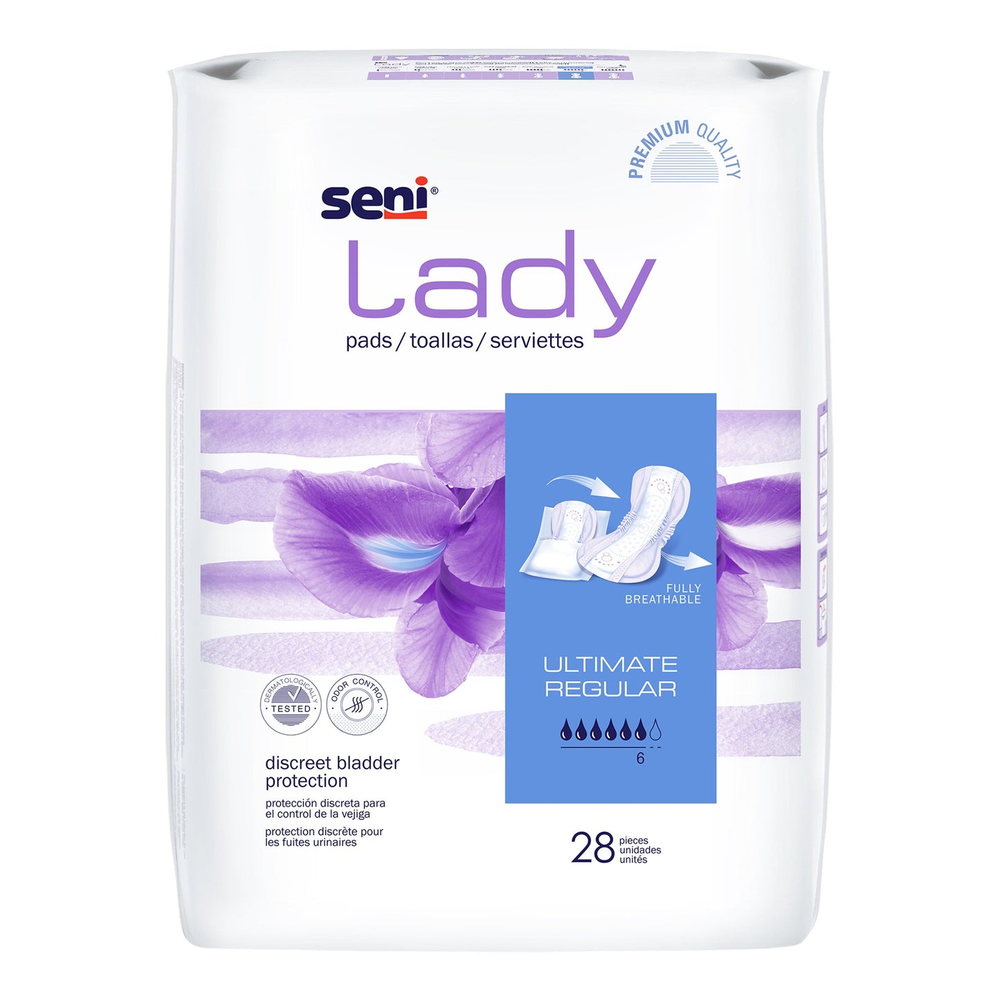 Bladder Control Pad Seni® Lady Ultimate 14.4 Inch Length Heavy Absorbency Super Absorbent Core One Size Fits Most