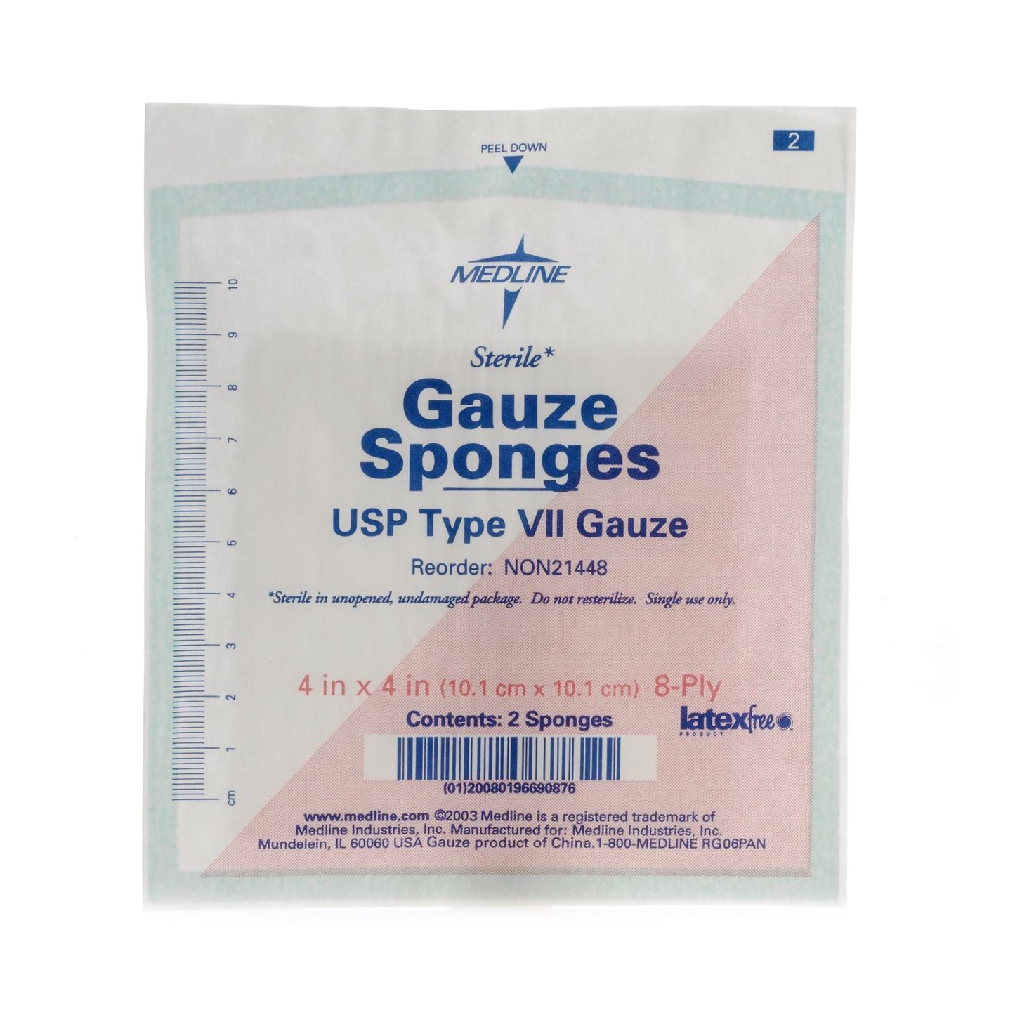 Gauze Sponge Medline 4 X 4 Inch 8-Ply Sterile 2 per Pack