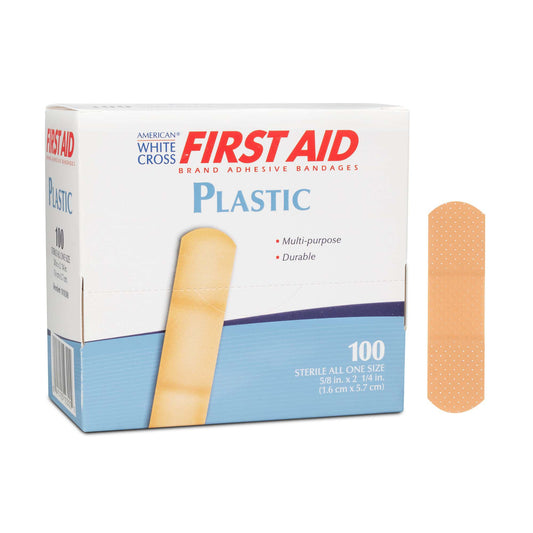 Adhesive Strip American White Cross® First Aid Plastic Tan 5/8 X 2-1/4 Inch Sterile