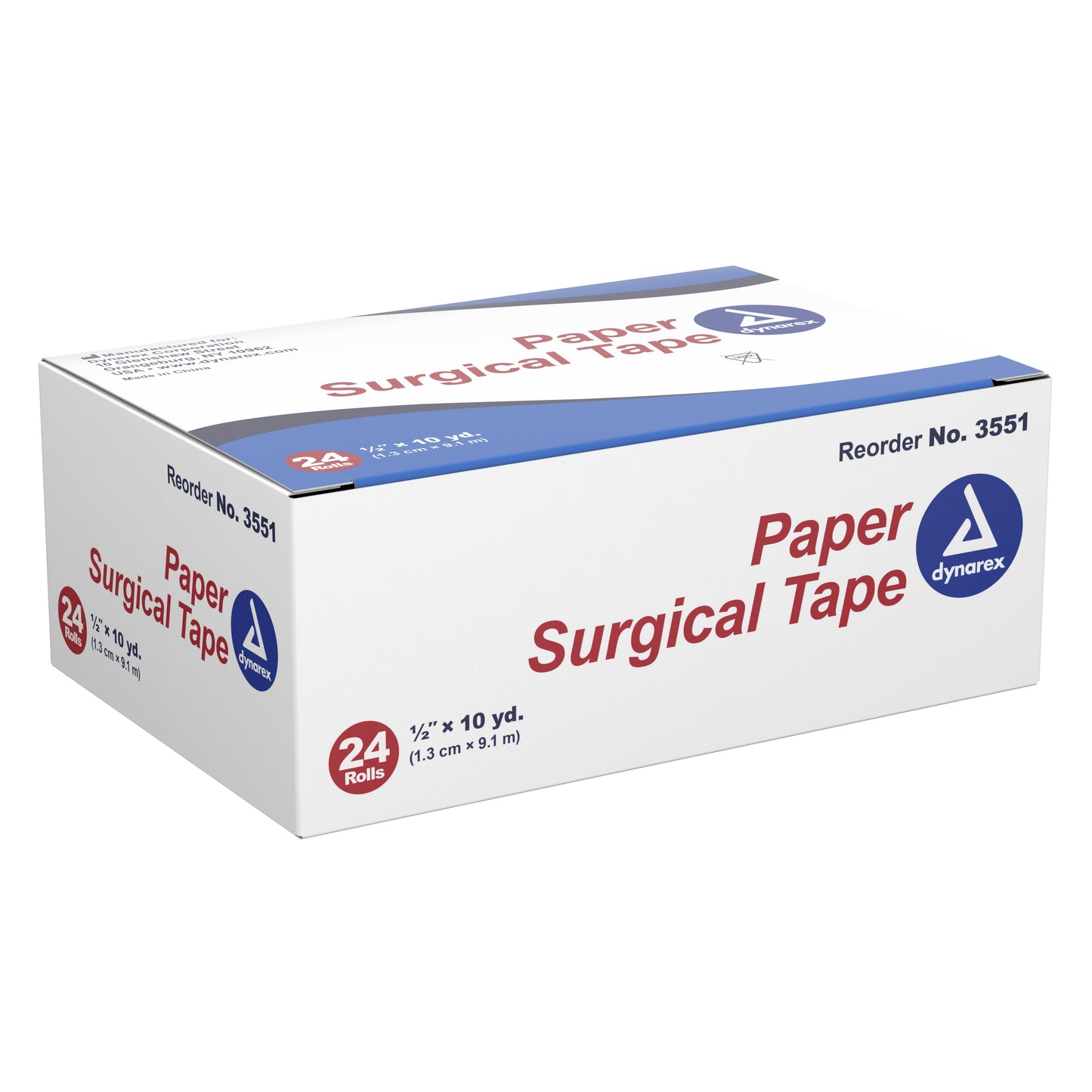 Medical Tape Dynarex® White 1/2 Inch X 10 Yard Paper NonSterile