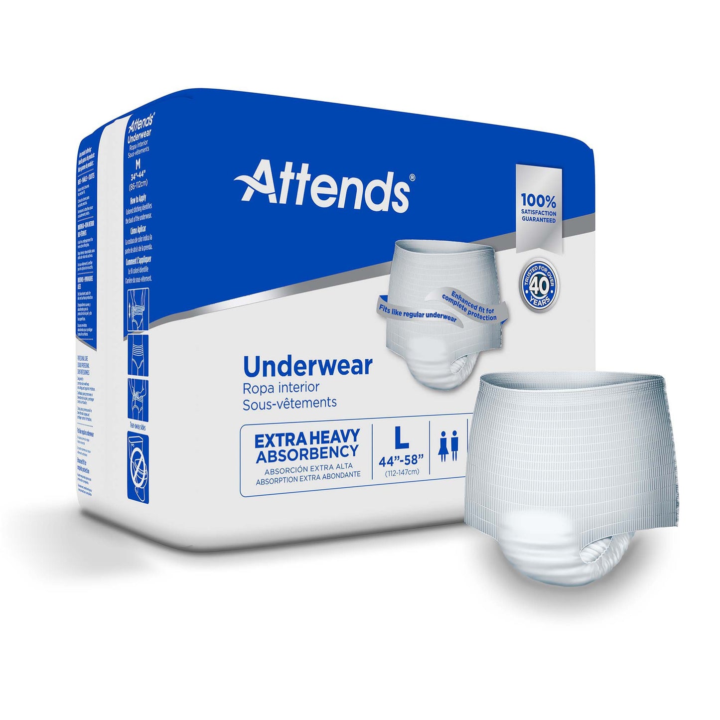 Unisex Adult Absorbent Underwear Attends® Care Pull On with Tear Away Seams Large Disposable Heavy Absorbency