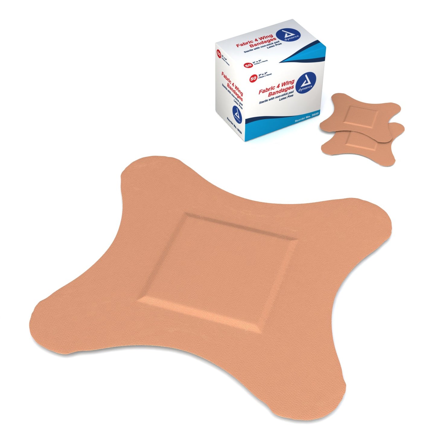 Adhesive Strip Dynarex® Fabric Tan 3 X 3 Inch Sterile
