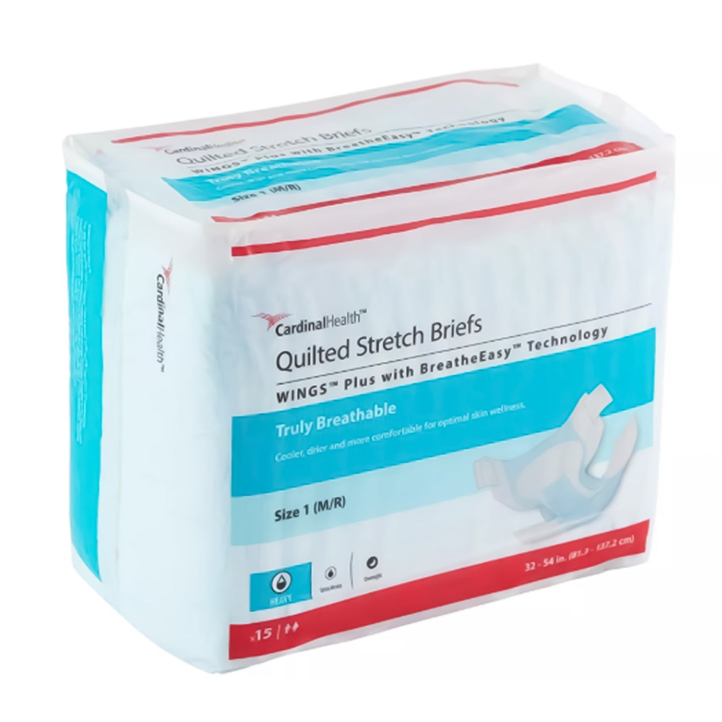 Unisex Adult Incontinence Brief Wings™ Plus Size 1 / Medium Disposable Heavy Absorbency