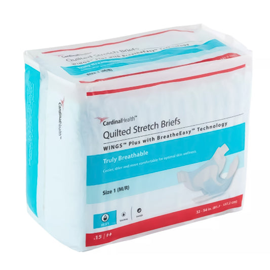 Unisex Adult Incontinence Brief Wings™ Plus Size 1 / Medium Disposable Heavy Absorbency