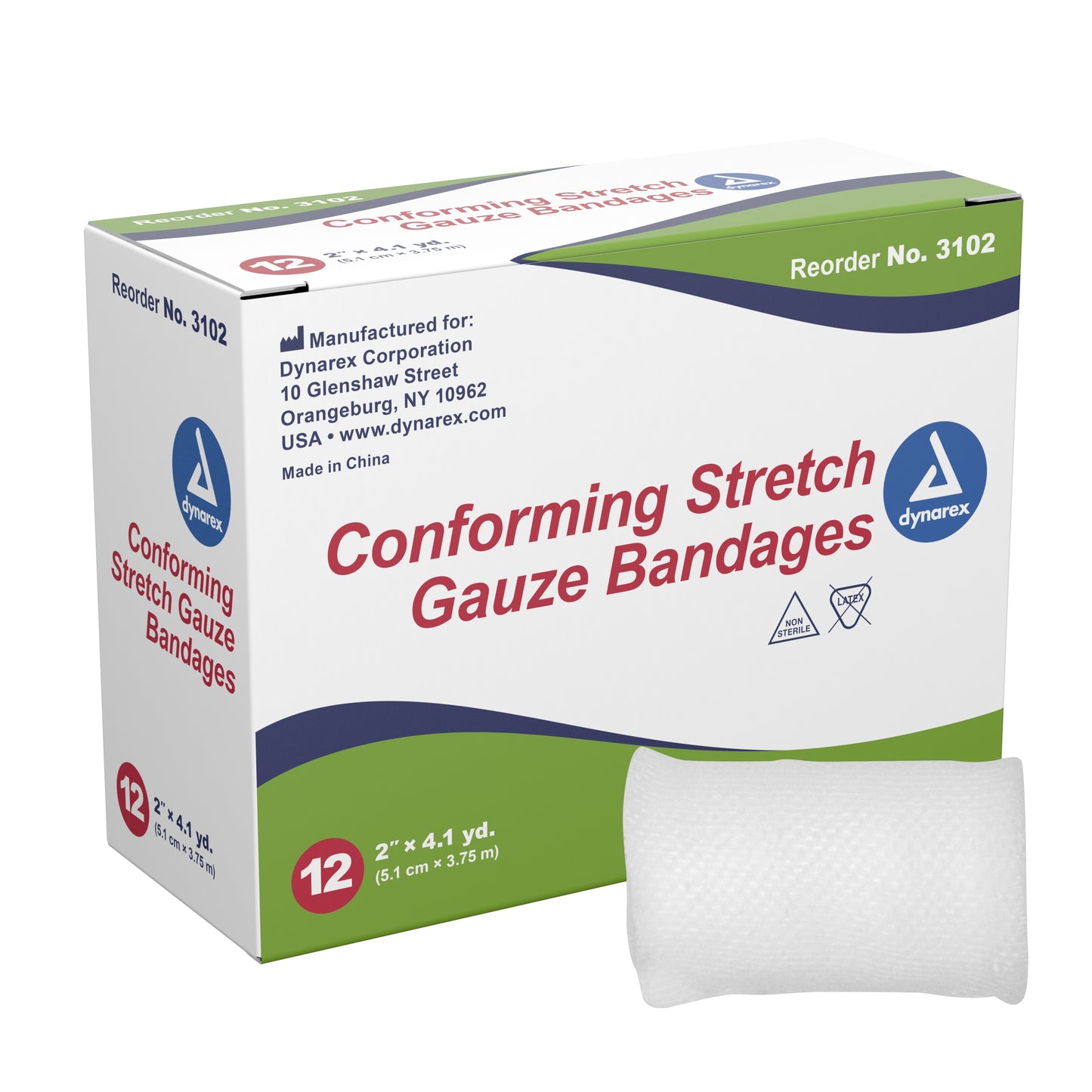 Conforming Bandage Dynarex® 2 Inch X 4-1/10 Yard 1-Ply NonSterile 12 per Pack