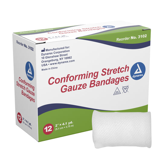 Conforming Bandage Dynarex® 2 Inch X 4-1/10 Yard 1-Ply NonSterile 12 per Pack