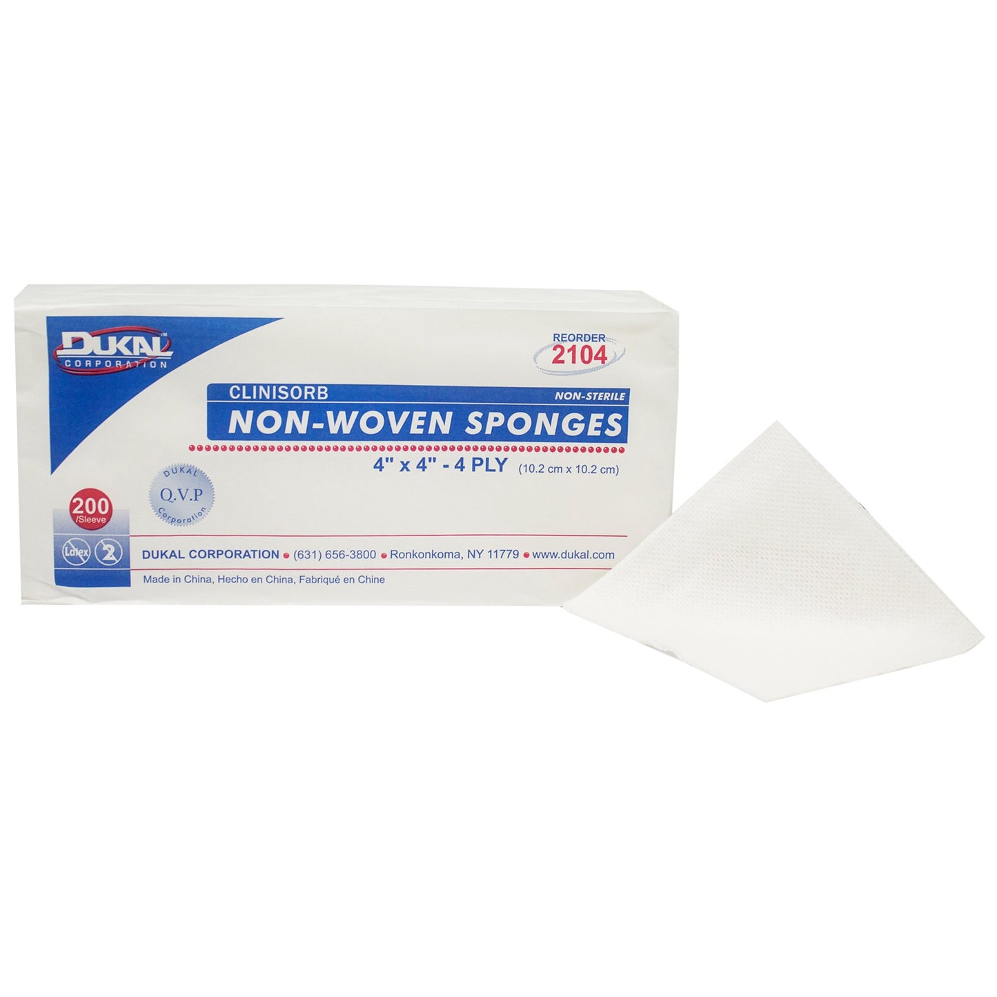 Nonwoven Sponge Clinisorb 4 X 4 Inch 4-Ply NonSterile 200 per Pack