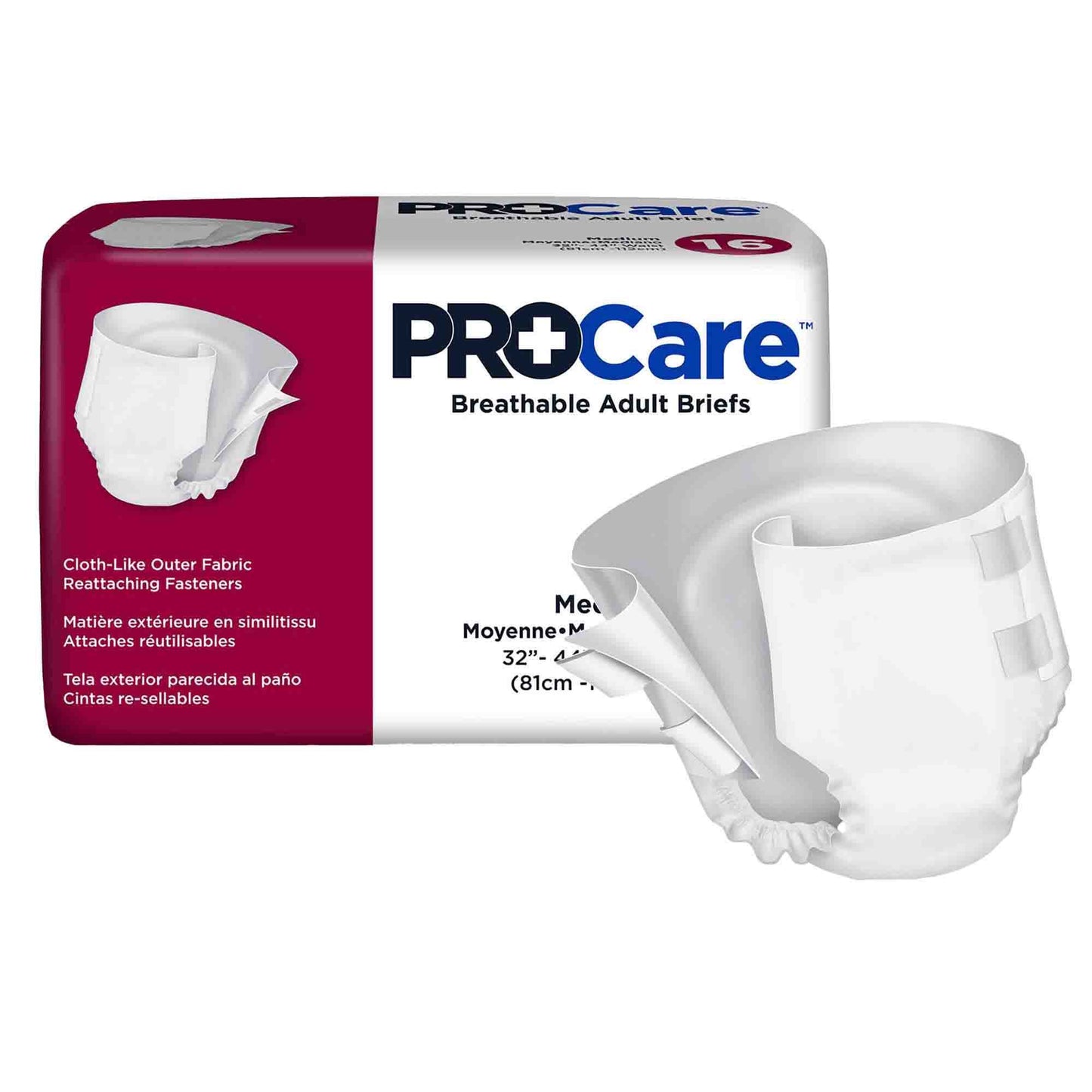 Unisex Adult Incontinence Brief ProCare™ Medium Disposable Heavy Absorbency