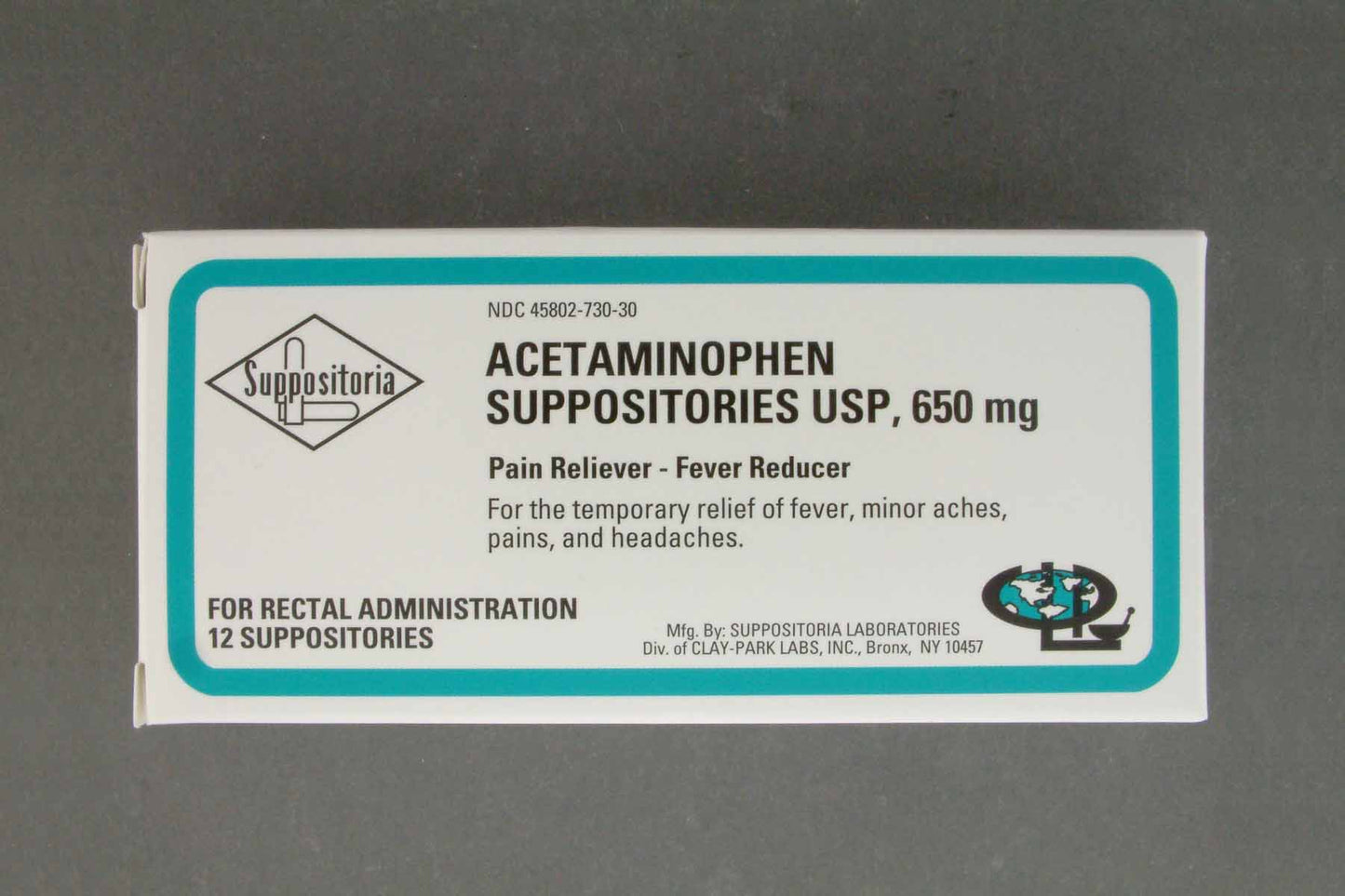 Pain Relief 650 mg Strength Acetaminophen Rectal Suppository 12 per Box