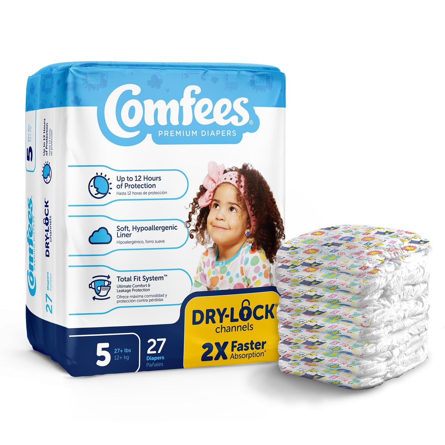 Unisex Baby Diaper Comfees® Size 5 Disposable Moderate Absorbency