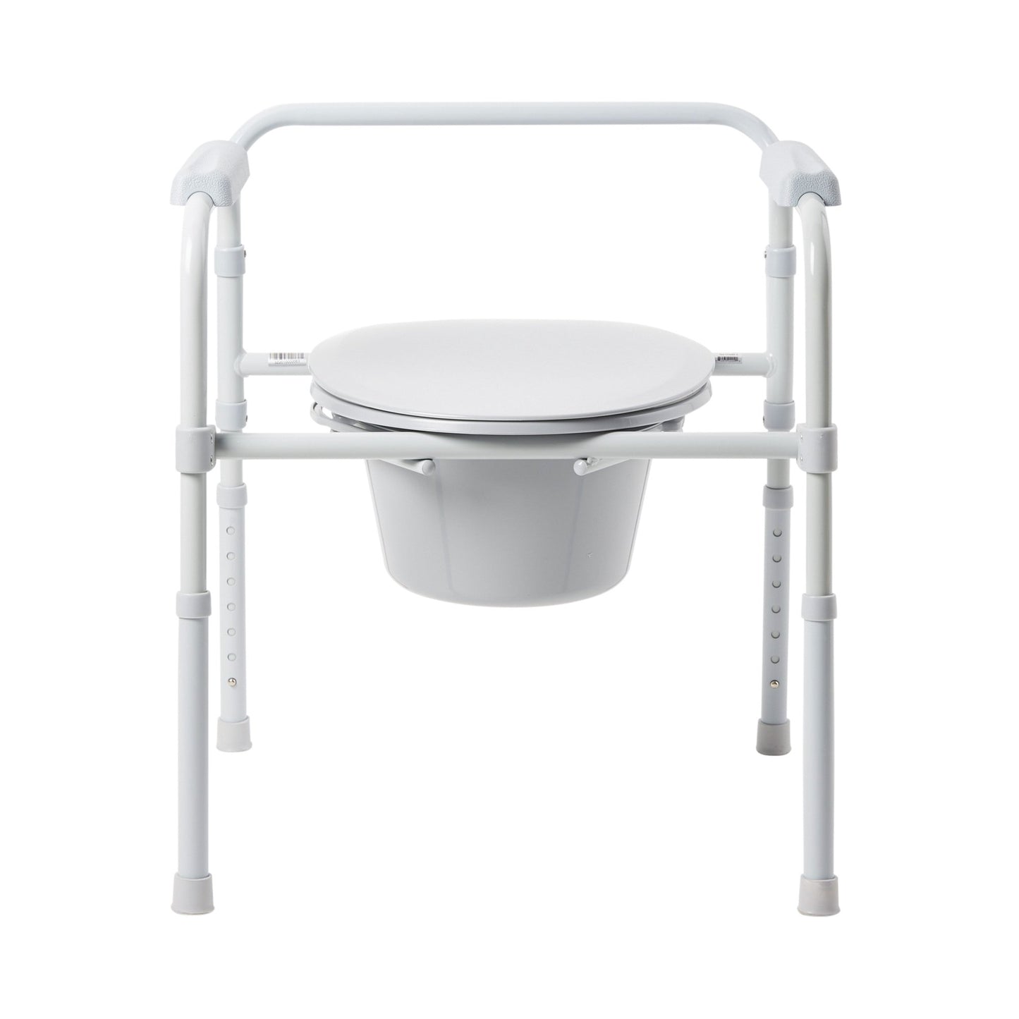 3-in-1 Commode Chair McKesson Fixed Arms Steel Frame Back Bar 13-1/4 Inch Seat Width 350 lbs. Weight Capacity