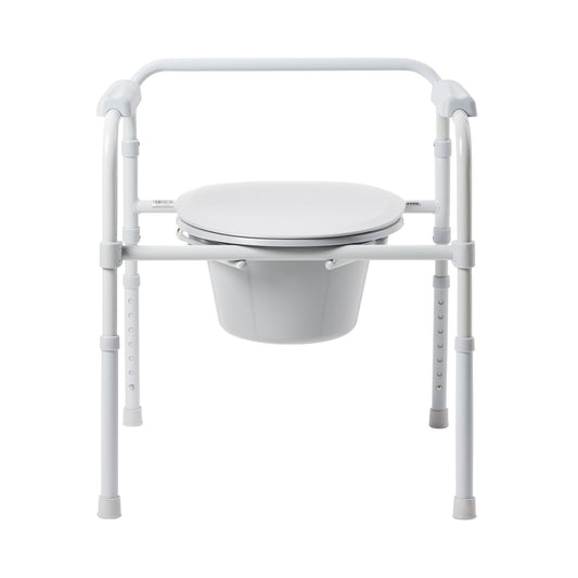 3-in-1 Commode Chair McKesson Fixed Arms Steel Frame Back Bar 13-1/4 Inch Seat Width 350 lbs. Weight Capacity