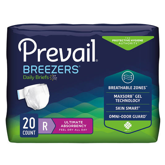 Unisex Adult Incontinence Brief Prevail® Breezers® Regular Disposable Heavy Absorbency