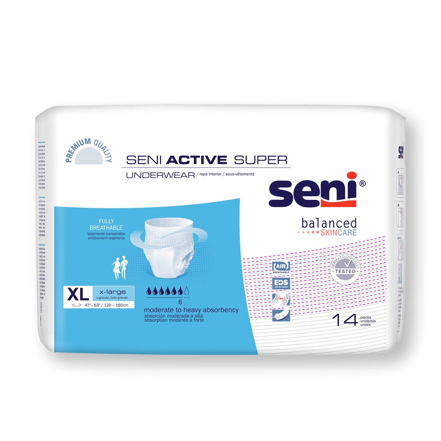 Unisex Adult Absorbent Underwear Seni® Active Super Pull On with Tear Away Seams X-Large Disposable Moderate Absorbency