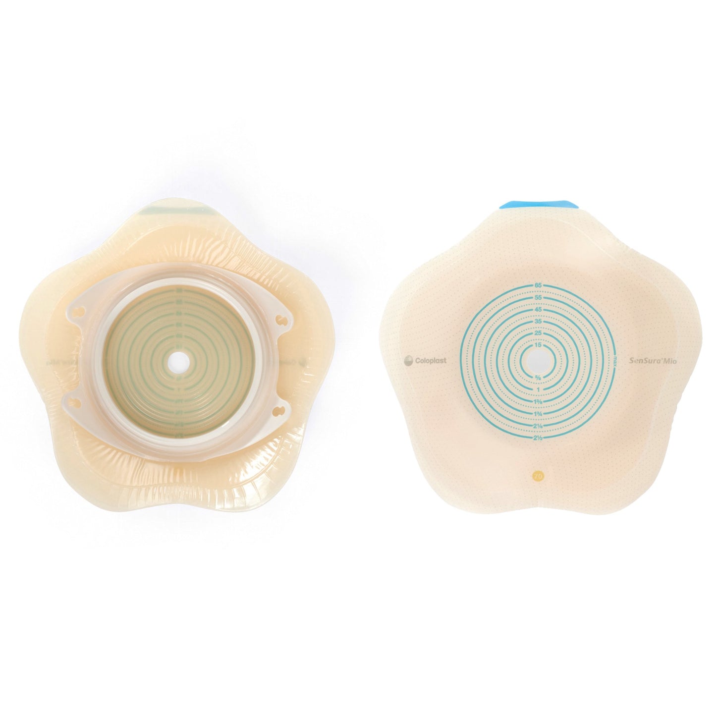 Ostomy Barrier SenSura® Mio Convex Flip Trim to Fit, Extended Wear Elastic Adhesive 70 mm Flange Yellow Code System 3/8 to 2-9/16 Inch Opening