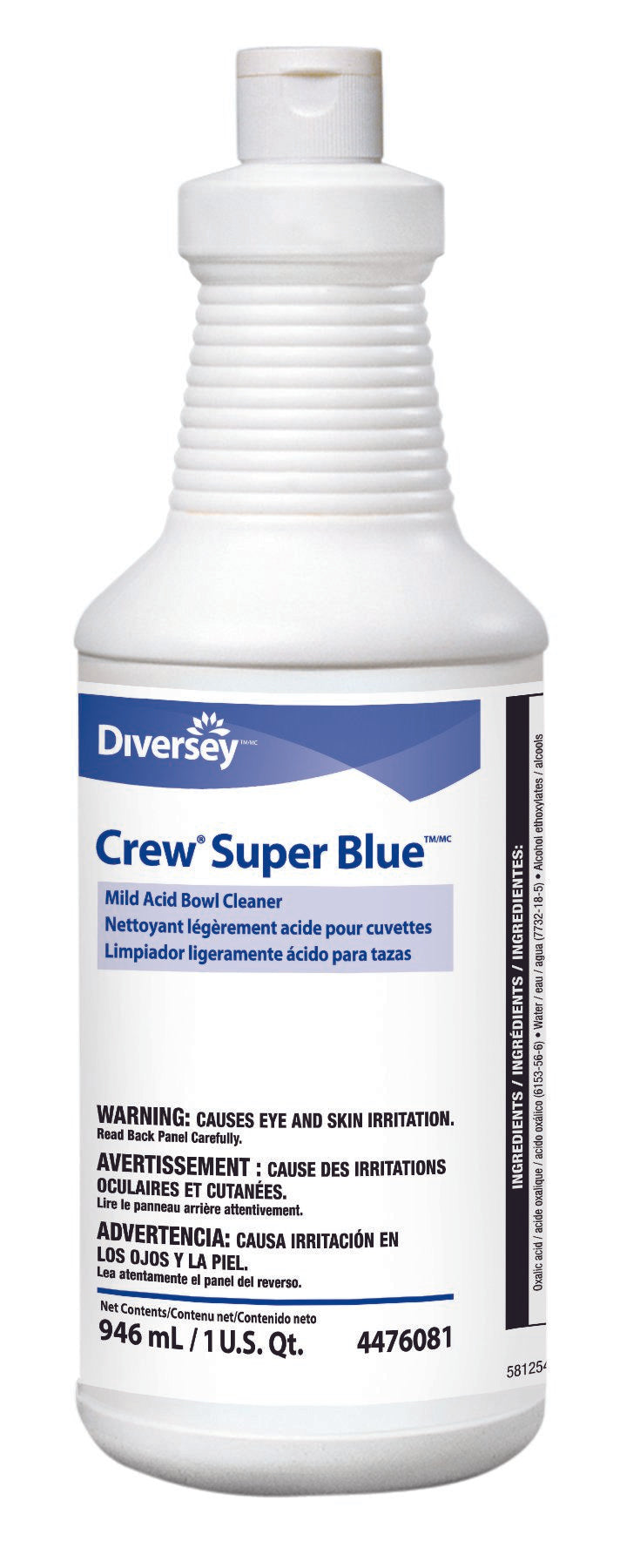 Toilet Bowl Cleaner Diversey™ Crew® Super Blue™ Acid Based Manual Squeeze Liquid 32 oz. Bottle Citrus Scent NonSterile