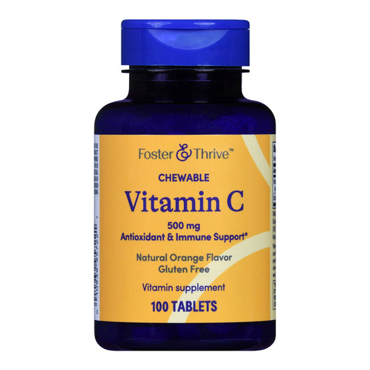 Vitamin C Supplement Foster & Thrive™ Ascorbic Acid 500 mg Strength Chewable Tablet 100 per Bottle