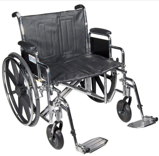 Bariatric Wheelchair drive™ Sentra EC Heavy Duty Dual Axle Full Length Arm Elevating Legrest Black Upholstery 20 Inch Seat Width Adult 450 lbs. Weight Capacity
