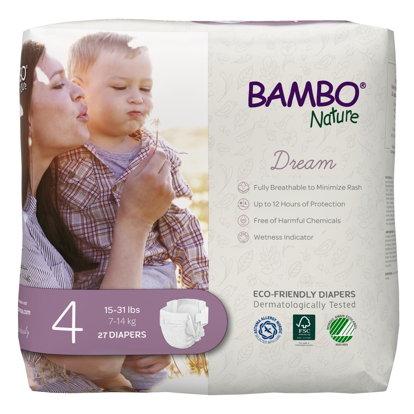 Unisex Baby Diaper Bambo® Nature Dream Size 4 Disposable Heavy Absorbency