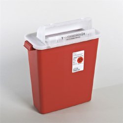 Sharps Container SharpStar™ In-Room™ Translucent Red Base 16-1/4 H X 13-3/4 W X 6 D Inch Horizontal Entry 3 Gallon