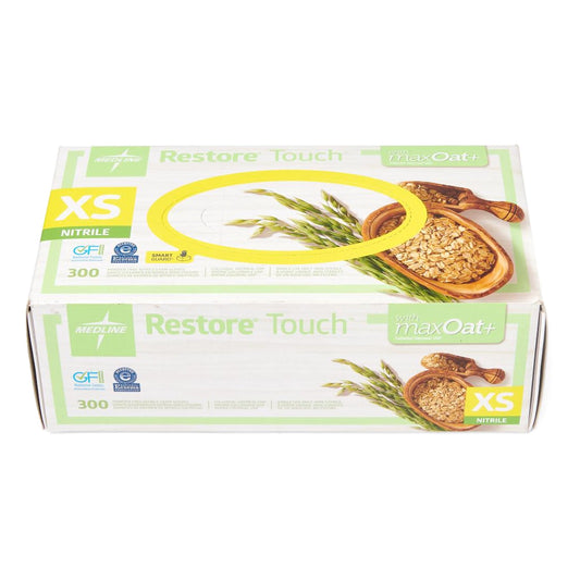 Exam Glove Restore® Touch X-Small NonSterile Nitrile Standard Cuff Length Textured Fingertips Green Chemo Tested