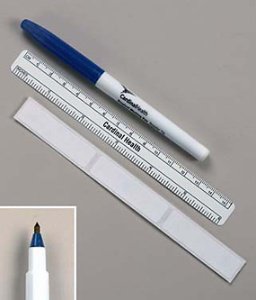 Skin Marker with Ruler and Labels Cardinal Health™ Gentian Violet Ink Sterile Full Size Tapered Tip