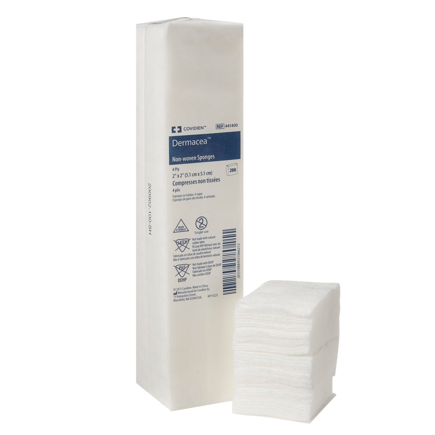 Nonwoven Sponge Dermacea™ 2 X 2 Inch 4-Ply NonSterile 200 per Pack
