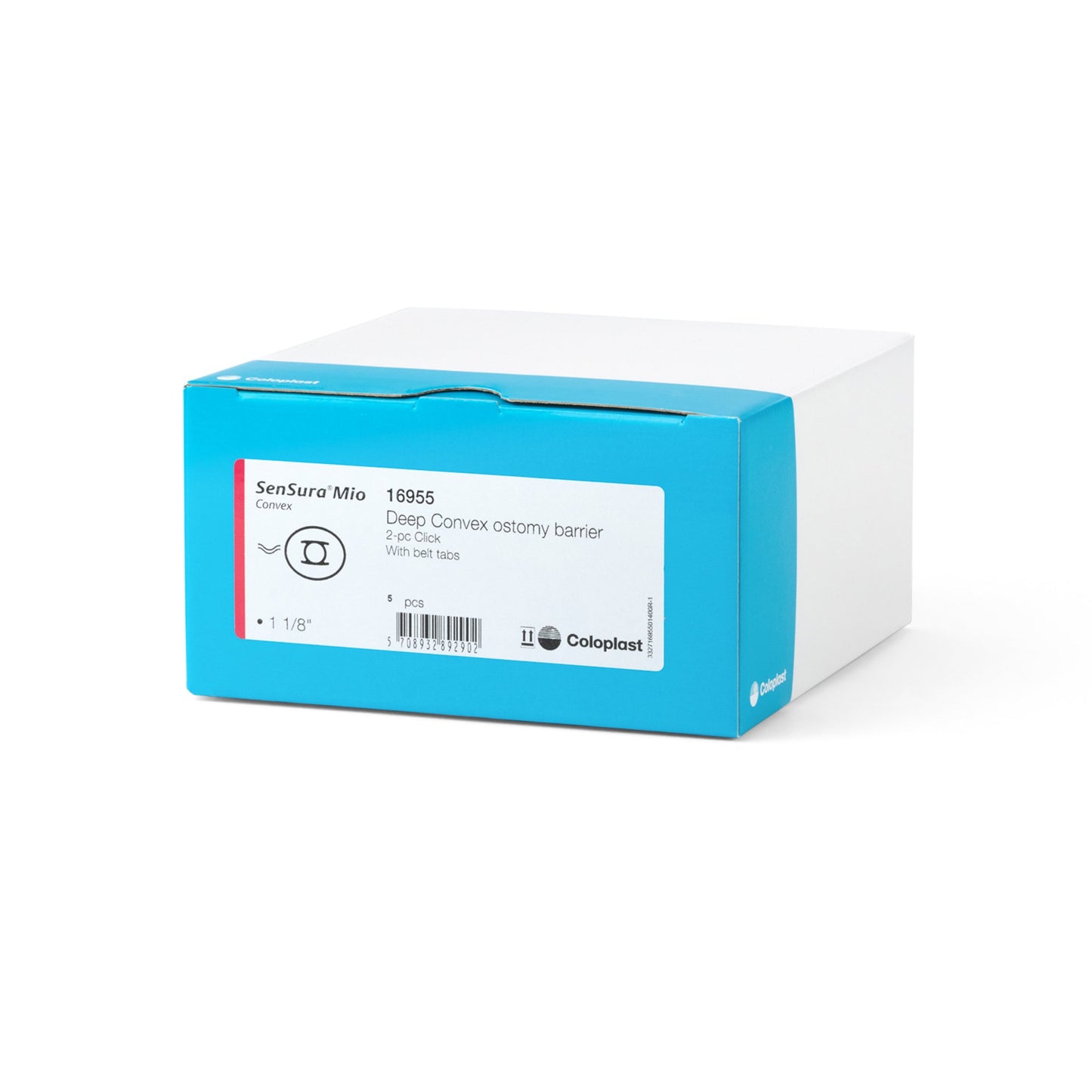 Ostomy Barrier SenSura® Mio Click Precut, Standard Wear Elastic Adhesive 50 mm Flange Red Code System 1-1/8 Inch Opening