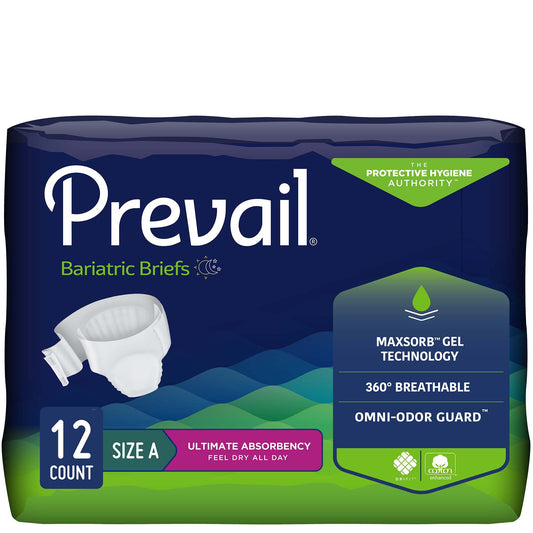 Unisex Adult Incontinence Brief Prevail® Bariatric Bariatric Size A Disposable Heavy Absorbency
