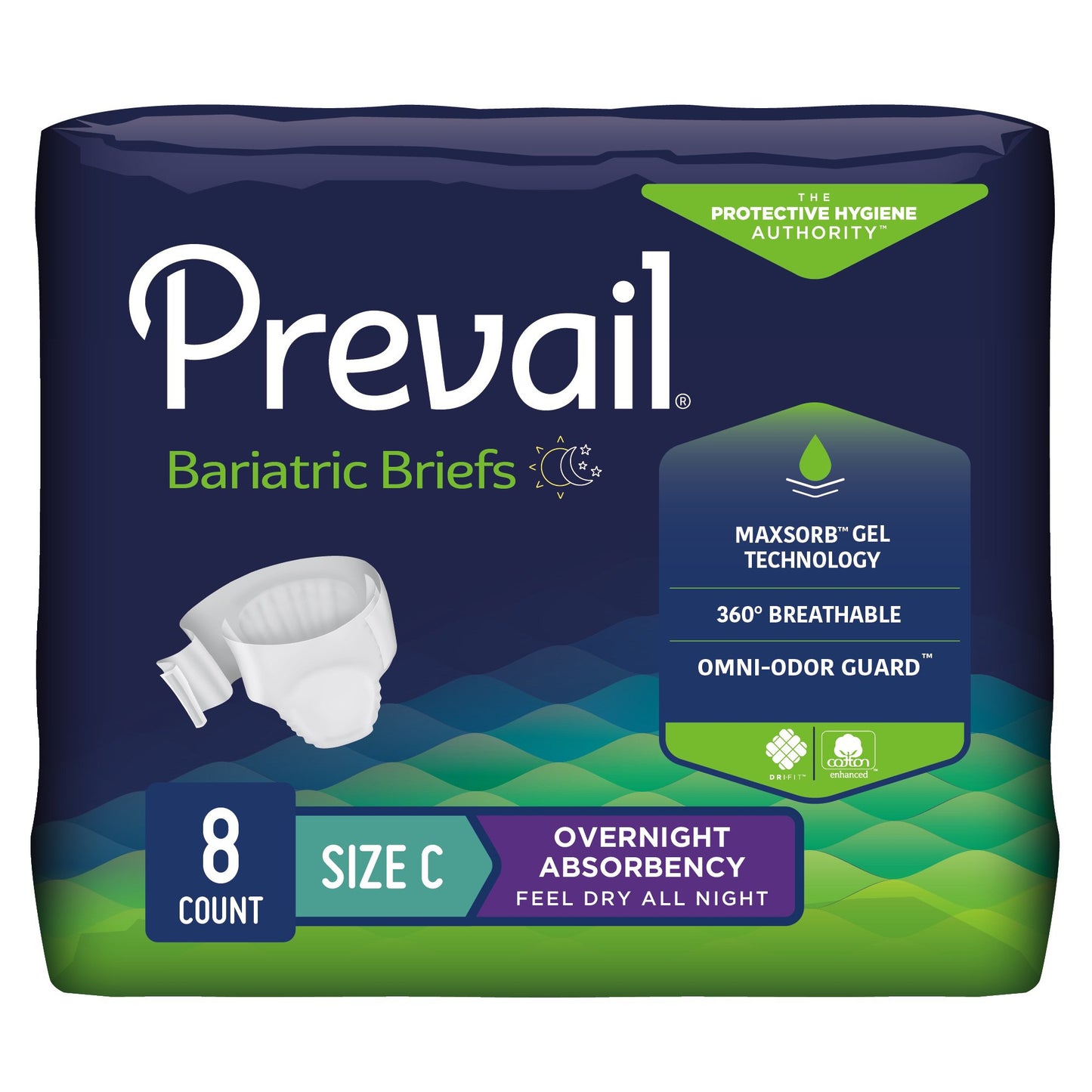Unisex Adult Incontinence Brief Prevail® Bariatric Bariatric Size C Disposable Heavy Absorbency