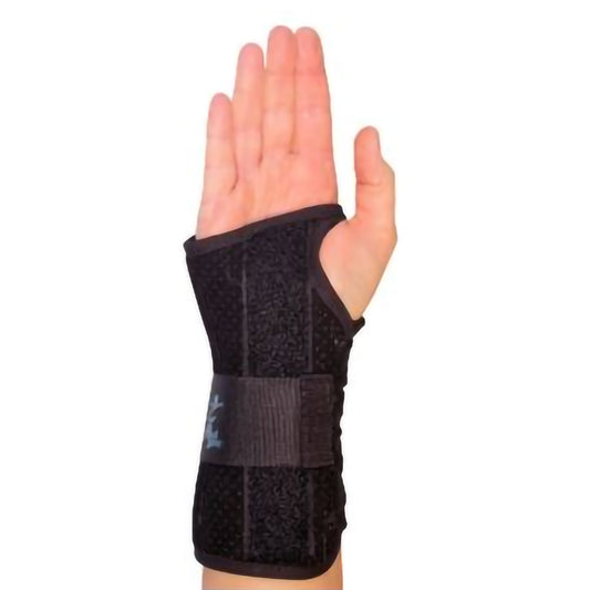 Wrist Brace Wrist Lacer™ Aluminum / Felt / Suede Right Hand Black Large
