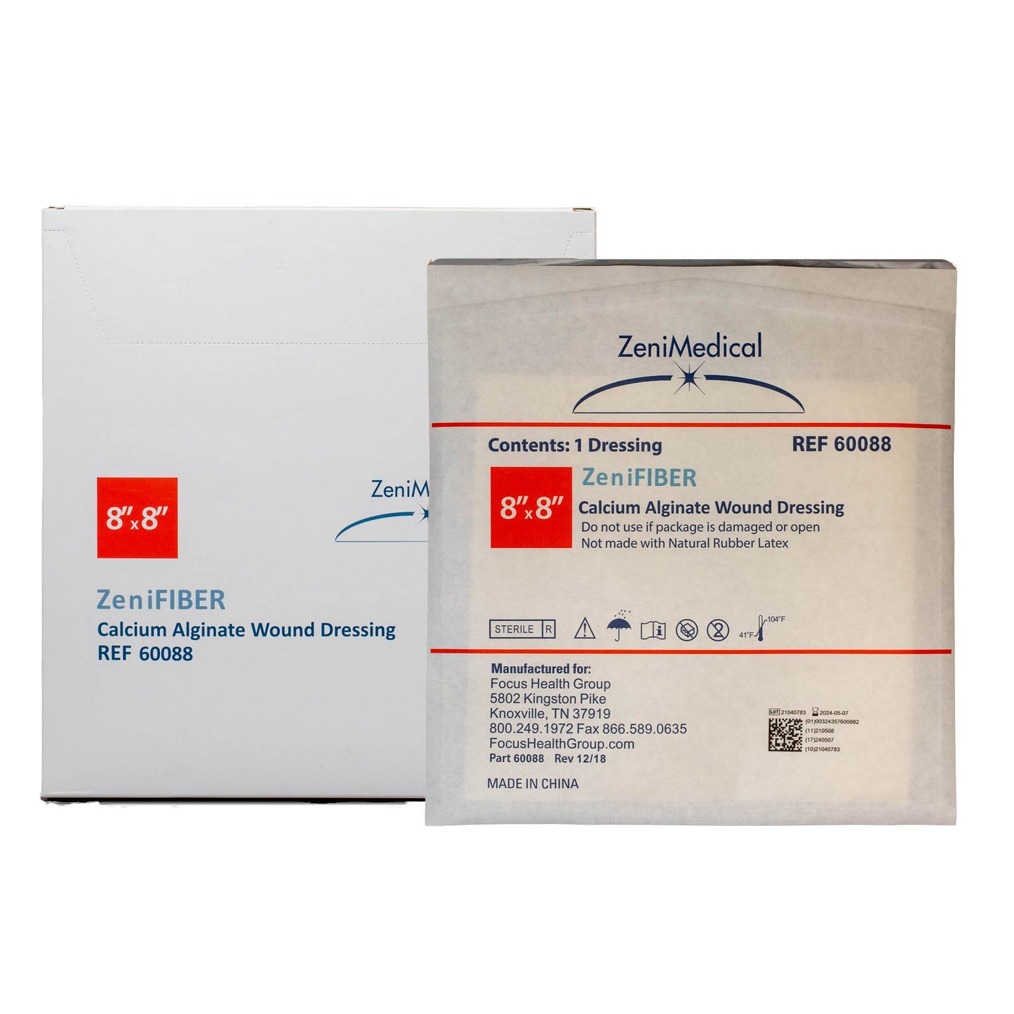 Alginate Dressing ZeniFIBER 8 X 8 Inch Square